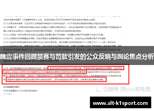 魏震事件回顾禁赛与罚款引发的公众反响与舆论焦点分析