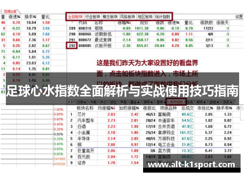 足球心水指数全面解析与实战使用技巧指南